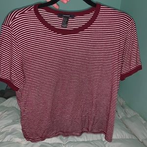 Burgundy Striped Crop Top